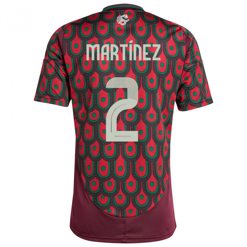 Barn Mexico Emilio Martinez #2 Rødbrun Hjemmetrøye Drakt Trøye 24-26 Skjorter T-Skjorte