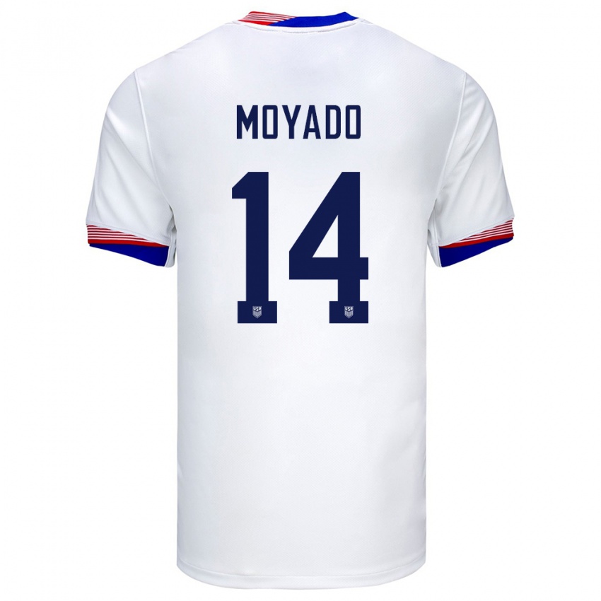 Barn Usa Bryan Moyado #14 Hvit Hjemmetrøye Drakt Trøye 24-26 Skjorter T-Skjorte