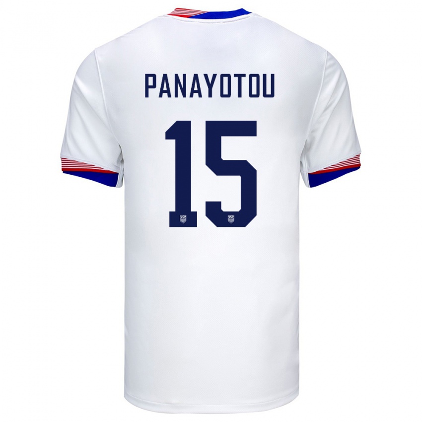Barn Usa Jack Panayotou #15 Hvit Hjemmetrøye Drakt Trøye 24-26 Skjorter T-Skjorte
