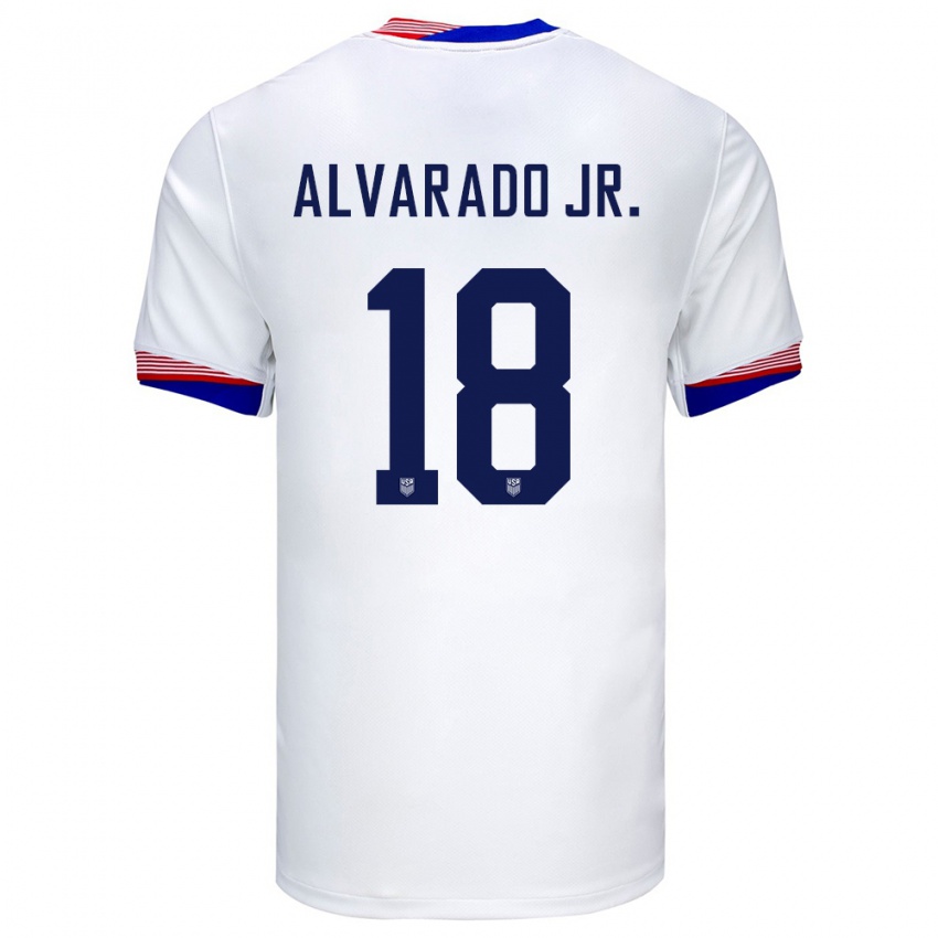 Barn Usa Alejandro Alvarado Jr #18 Hvit Hjemmetrøye Drakt Trøye 24-26 Skjorter T-Skjorte