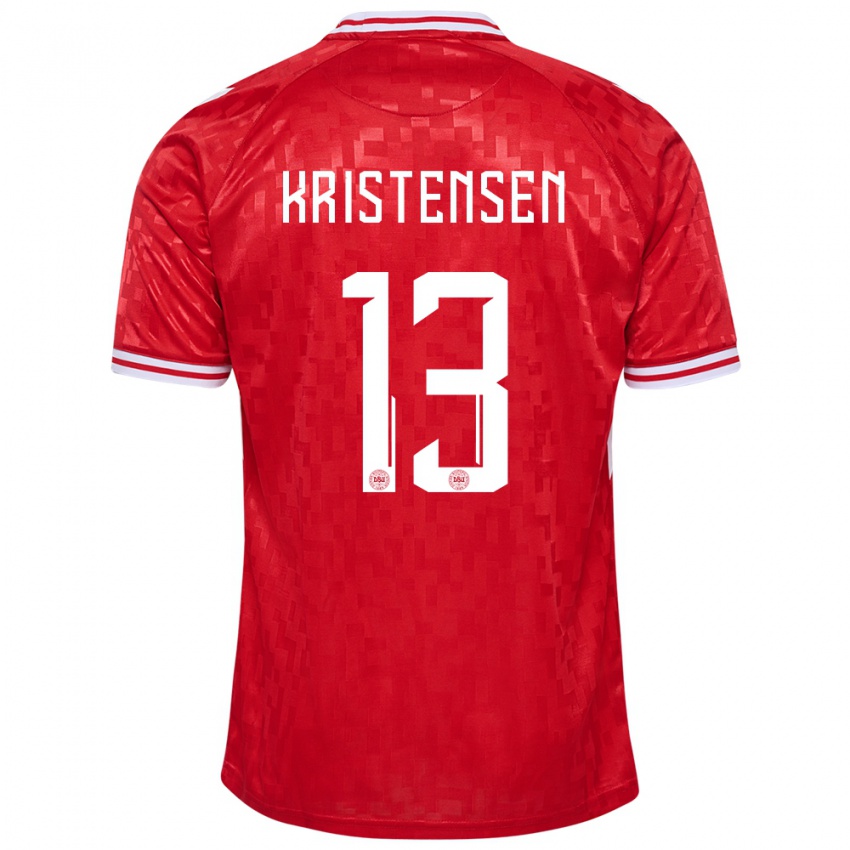 Barn Danmark Rasmus Kristensen #13 Rød Hjemmetrøye Drakt Trøye 24-26 Skjorter T-Skjorte