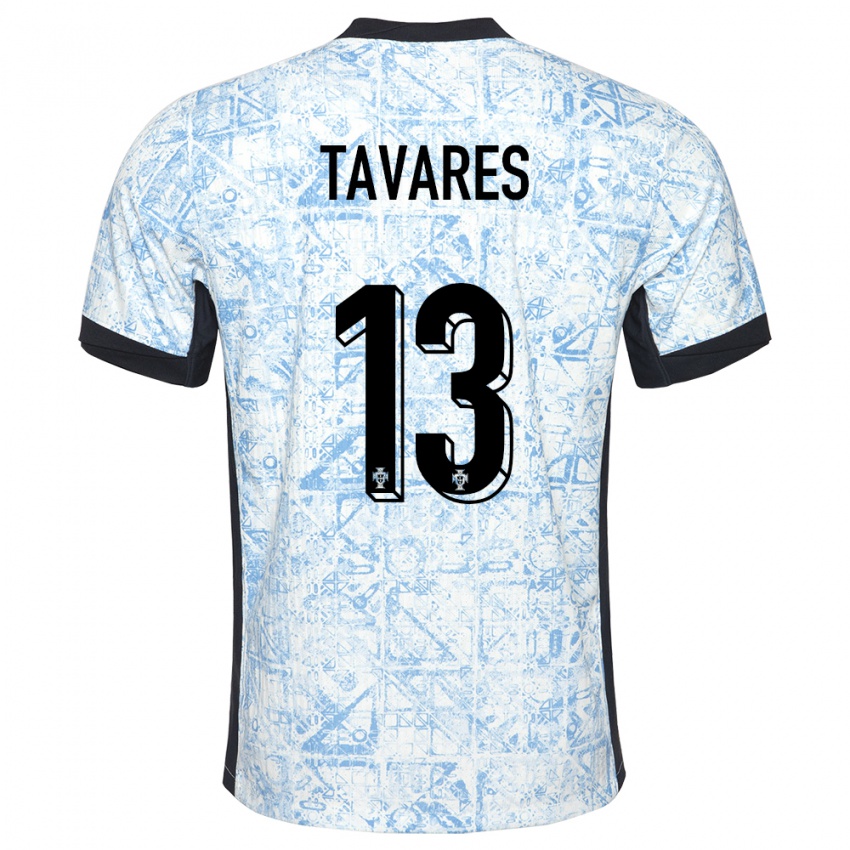 Barn Portugal Nuno Tavares #13 Kremblå Bortetrøye Drakt Trøye 24-26 Skjorter T-Skjorte