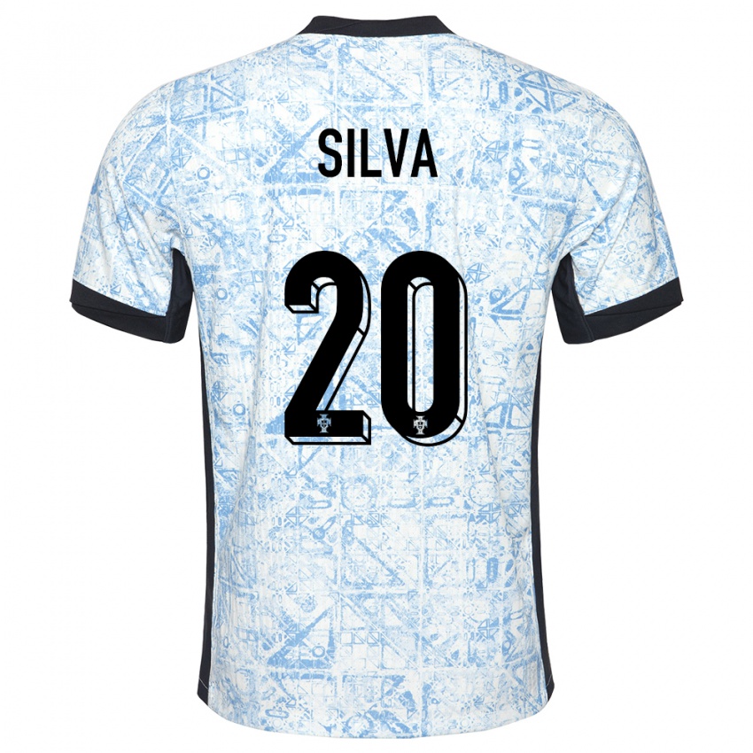 Barn Portugal Fabio Silva #20 Kremblå Bortetrøye Drakt Trøye 24-26 Skjorter T-Skjorte