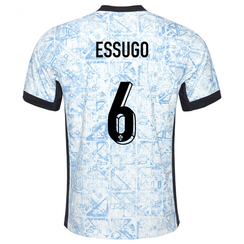 Barn Portugal Dario Essugo #6 Kremblå Bortetrøye Drakt Trøye 24-26 Skjorter T-Skjorte