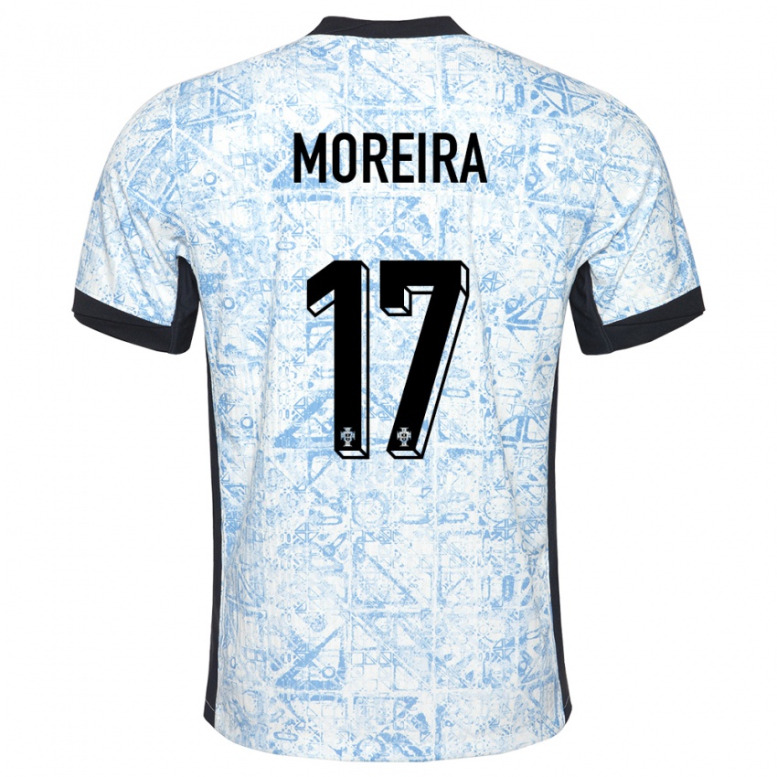 Barn Portugal Goncalo Moreira #17 Kremblå Bortetrøye Drakt Trøye 24-26 Skjorter T-Skjorte