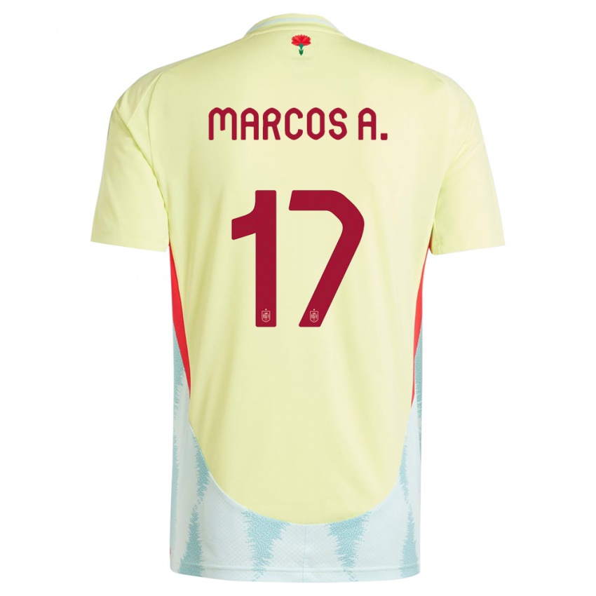 Barn Spania Marcos Alonso #17 Gul Bortetrøye Drakt Trøye 24-26 Skjorter T-Skjorte