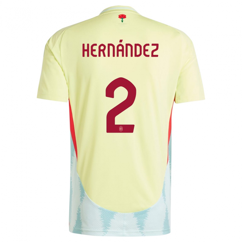 Barn Spania Oihane Hernandez #2 Gul Bortetrøye Drakt Trøye 24-26 Skjorter T-Skjorte