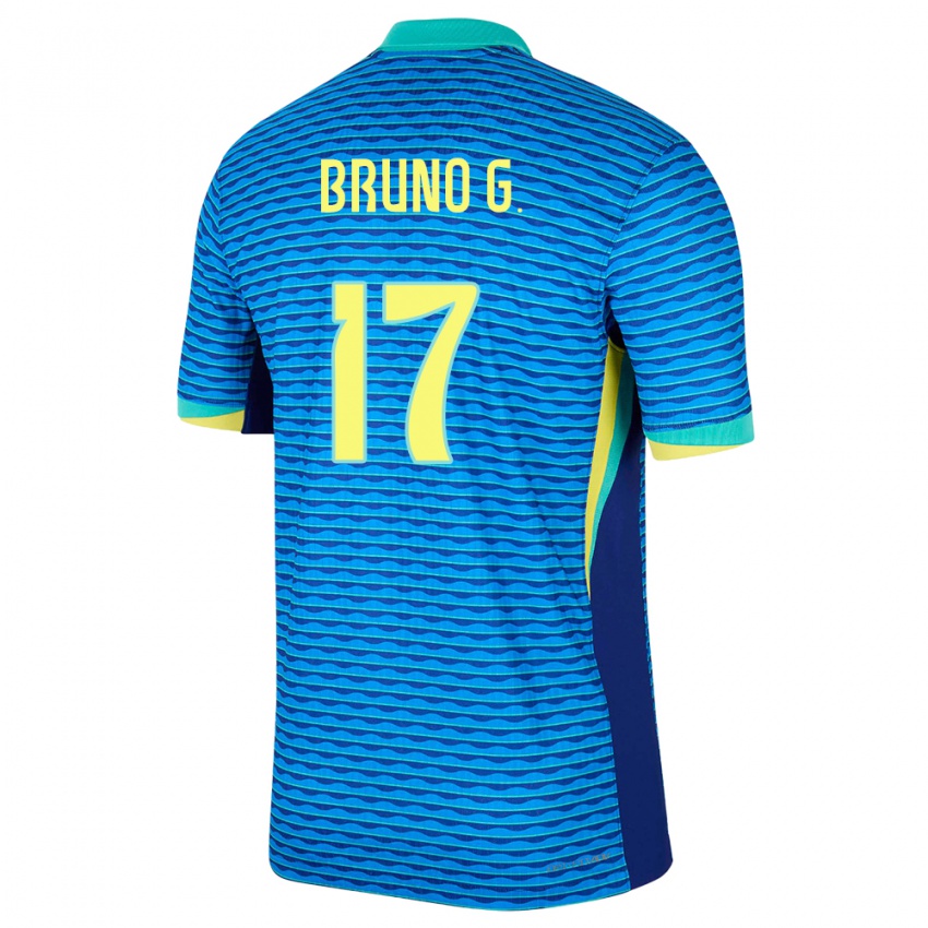 Barn Brasil Bruno Guimaraes #17 Blå Bortetrøye Drakt Trøye 24-26 Skjorter T-Skjorte