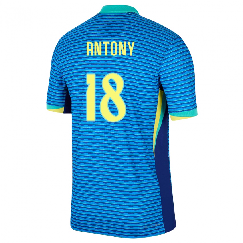 Barn Brasil Antony #18 Blå Bortetrøye Drakt Trøye 24-26 Skjorter T-Skjorte