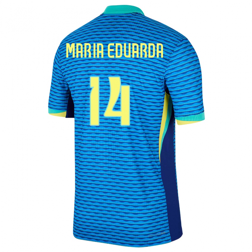 Barn Brasil Maria Eduarda #14 Blå Bortetrøye Drakt Trøye 24-26 Skjorter T-Skjorte