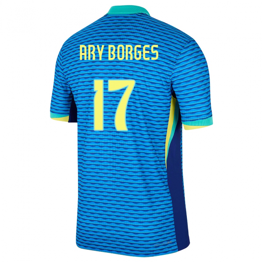 Barn Brasil Ary Borges #17 Blå Bortetrøye Drakt Trøye 24-26 Skjorter T-Skjorte