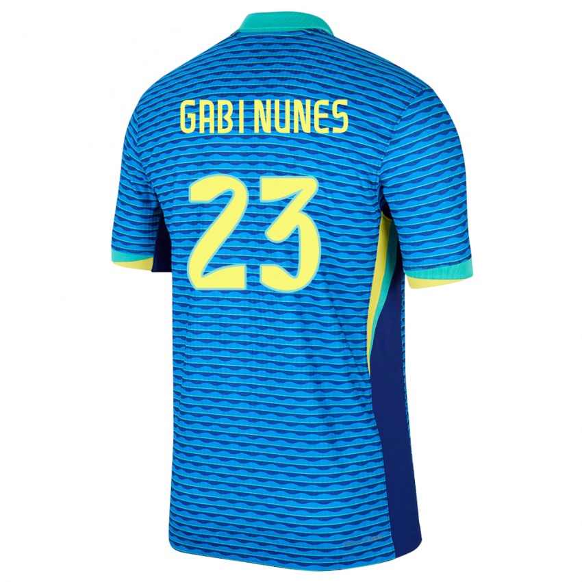 Barn Brasil Gabi Nunes #23 Blå Bortetrøye Drakt Trøye 24-26 Skjorter T-Skjorte