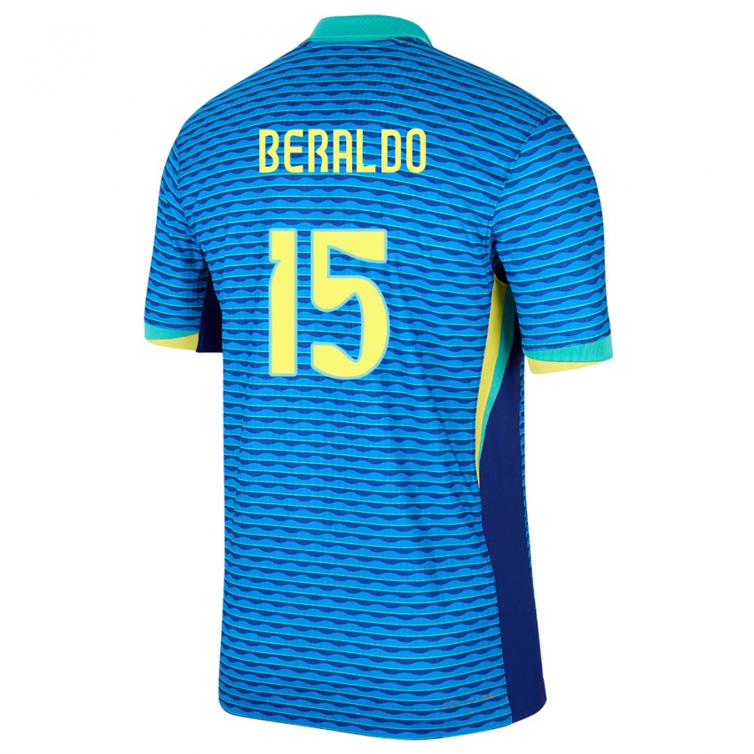 Barn Brasil Lucas Beraldo #15 Blå Bortetrøye Drakt Trøye 24-26 Skjorter T-Skjorte
