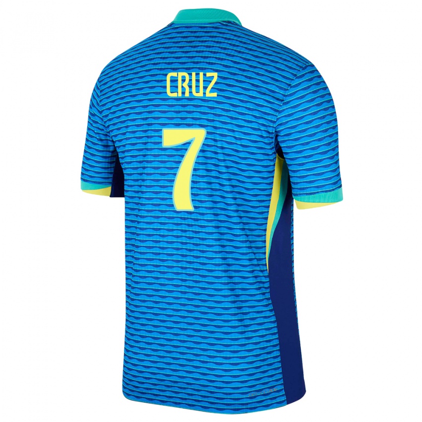 Barn Brasil Joao Cruz #7 Blå Bortetrøye Drakt Trøye 24-26 Skjorter T-Skjorte