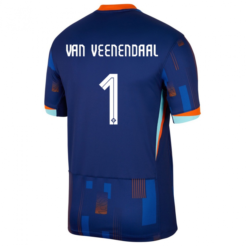 Barn Nederland Sari Van Veenendaal #1 Blå Bortetrøye Drakt Trøye 24-26 Skjorter T-Skjorte