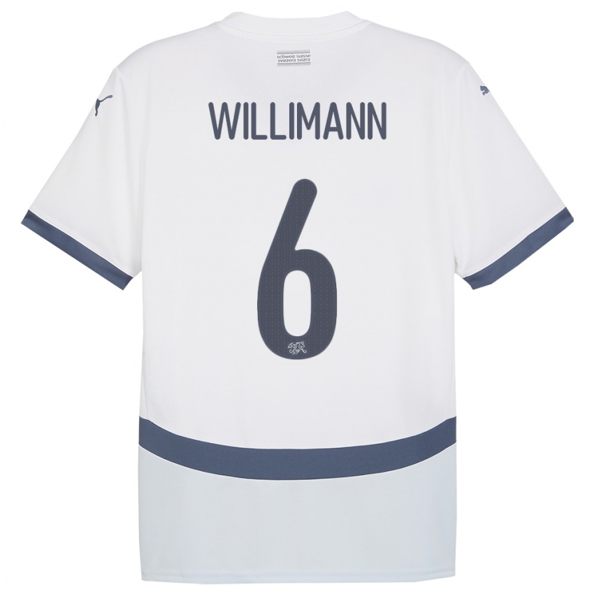 Barn Sveits Mauricio Willimann #6 Hvit Bortetrøye Drakt Trøye 24-26 Skjorter T-Skjorte