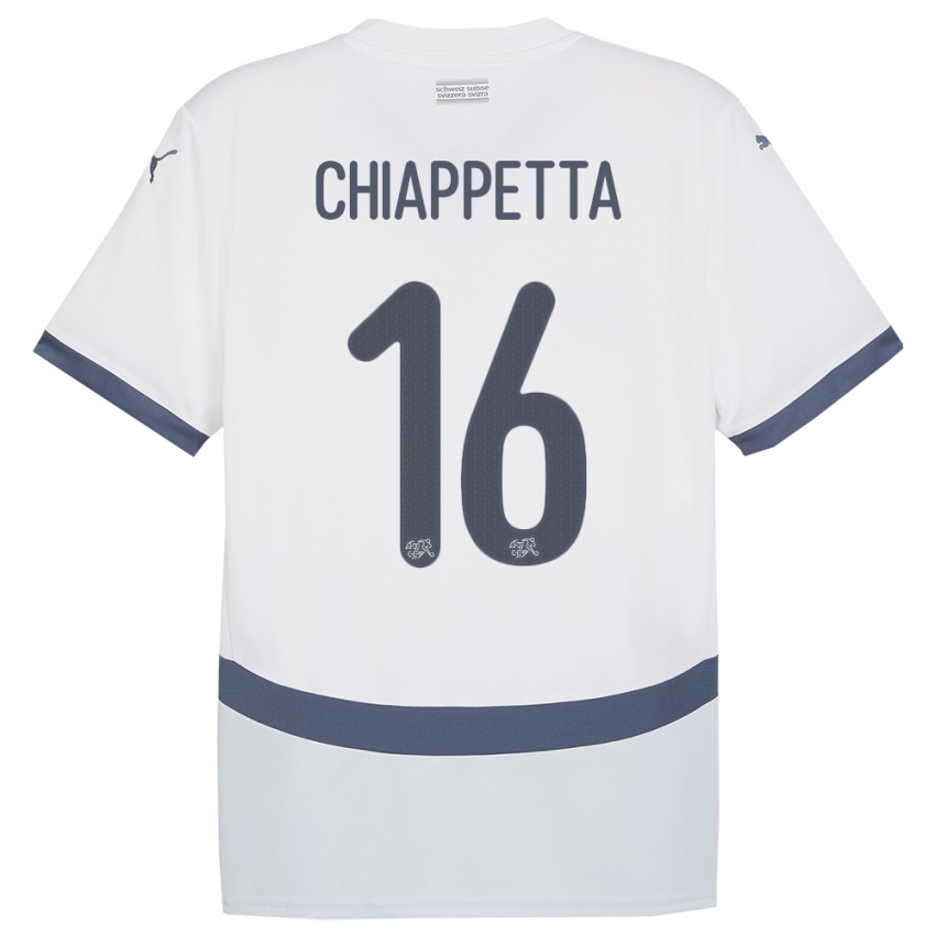 Barn Sveits Carmine Chiappetta #16 Hvit Bortetrøye Drakt Trøye 24-26 Skjorter T-Skjorte
