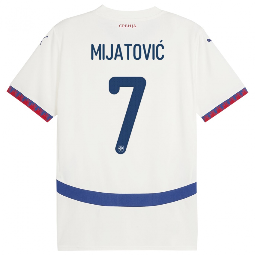 Barn Serbia Milica Mijatovic #7 Hvit Bortetrøye Drakt Trøye 24-26 Skjorter T-Skjorte