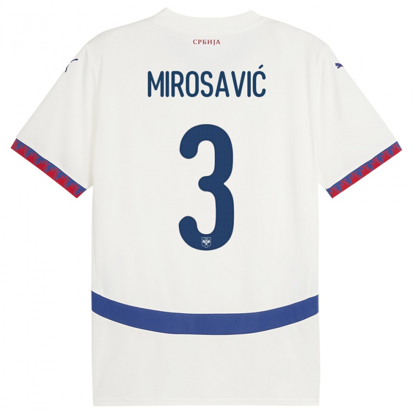 Barn Serbia Veljko Mirosavic #3 Hvit Bortetrøye Drakt Trøye 24-26 Skjorter T-Skjorte