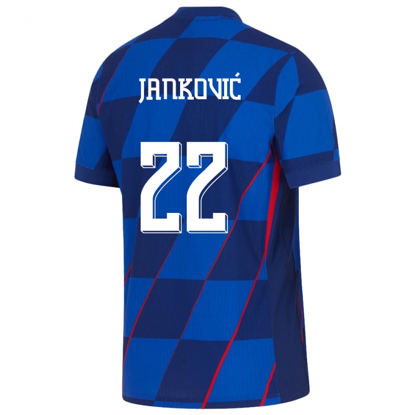 Barn Kroatia Niko Jankovic #22 Blå Bortetrøye Drakt Trøye 24-26 Skjorter T-Skjorte