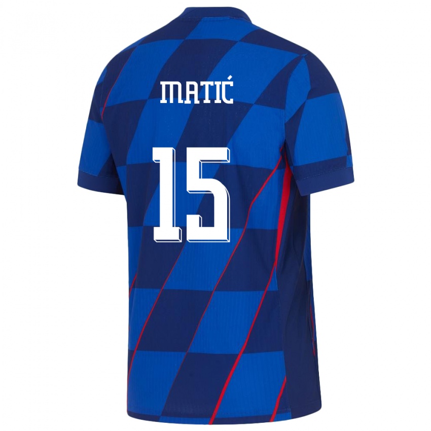 Barn Kroatia Matej Matic #15 Blå Bortetrøye Drakt Trøye 24-26 Skjorter T-Skjorte