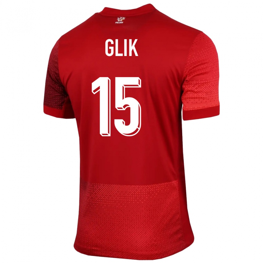 Barn Polen Kamil Glik #15 Rød Bortetrøye Drakt Trøye 24-26 Skjorter T-Skjorte