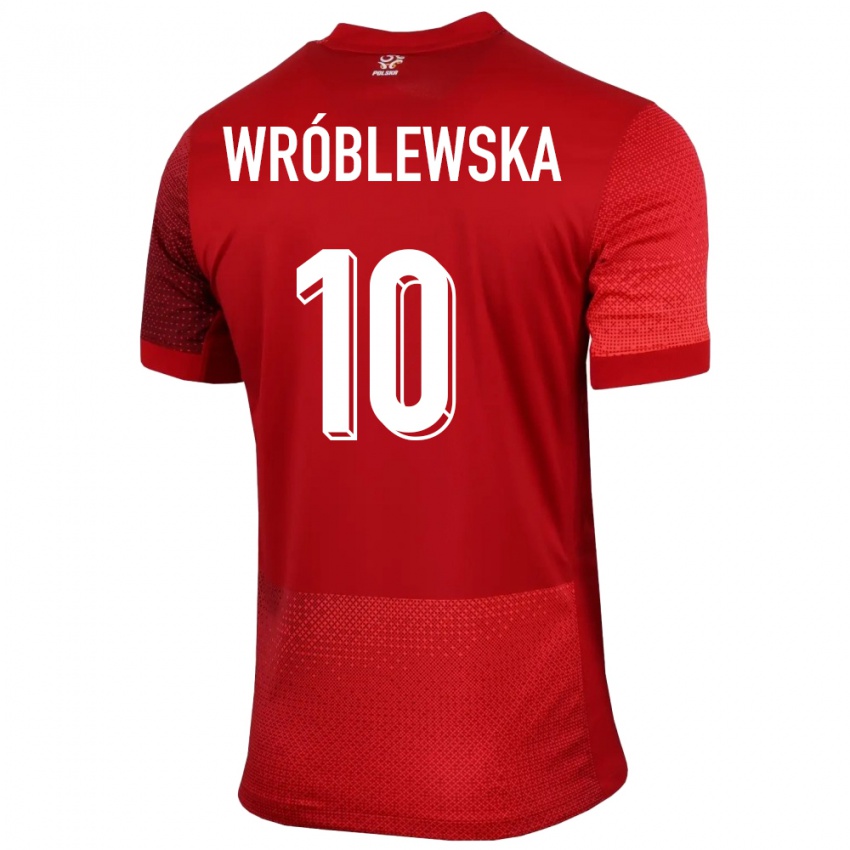 Barn Polen Joanna Wroblewska #10 Rød Bortetrøye Drakt Trøye 24-26 Skjorter T-Skjorte