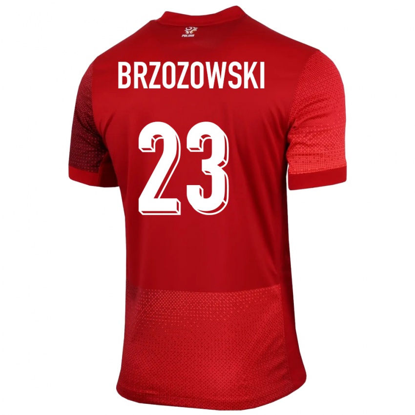 Barn Polen Milosz Brzozowski #23 Rød Bortetrøye Drakt Trøye 24-26 Skjorter T-Skjorte