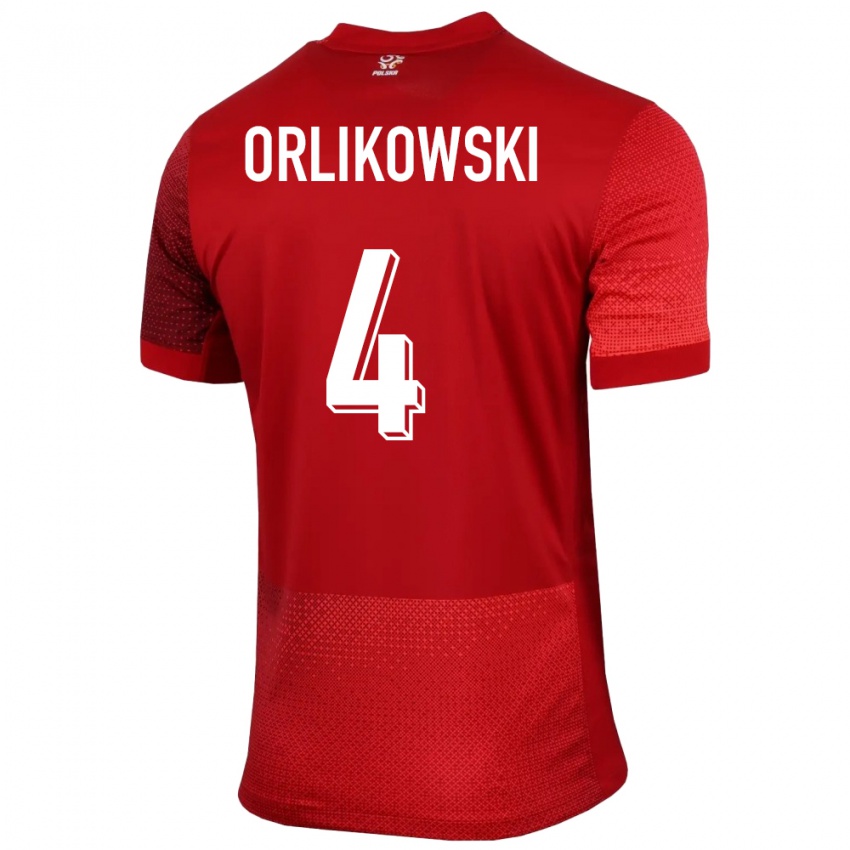 Barn Polen Igor Orlikowski #4 Rød Bortetrøye Drakt Trøye 24-26 Skjorter T-Skjorte