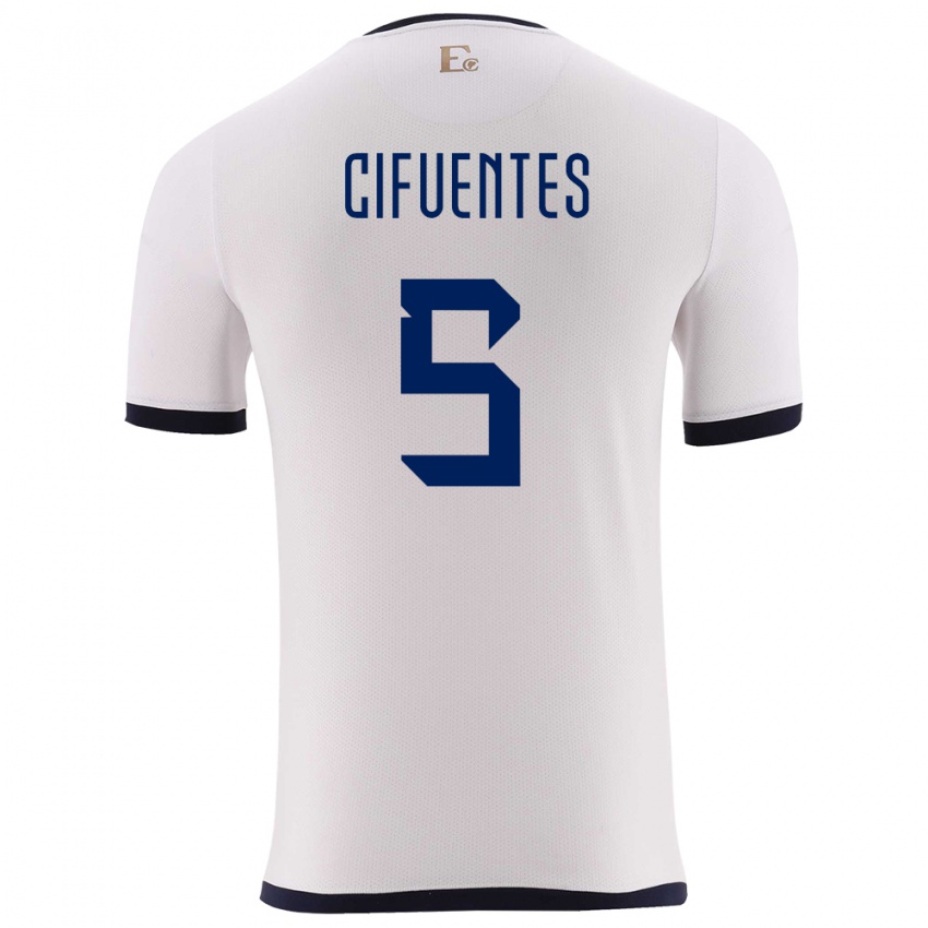 Barn Ecuador Jose Cifuentes #5 Hvit Bortetrøye Drakt Trøye 24-26 Skjorter T-Skjorte