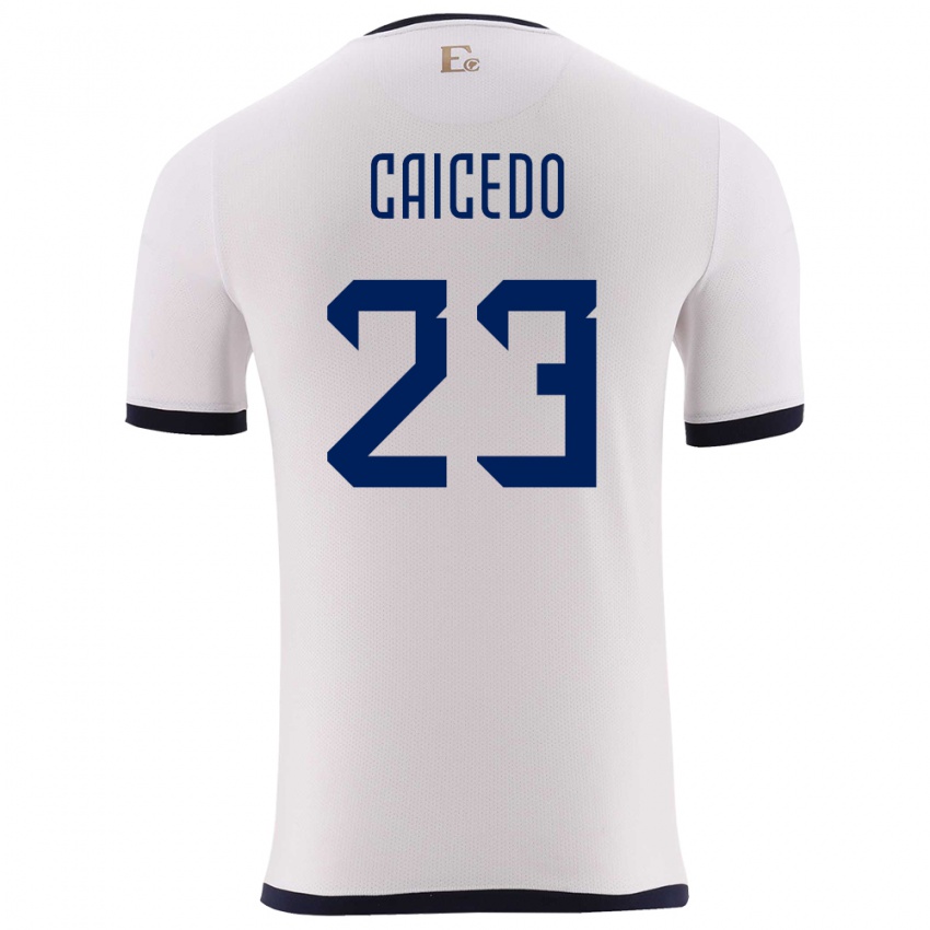 Barn Ecuador Moises Caicedo #23 Hvit Bortetrøye Drakt Trøye 24-26 Skjorter T-Skjorte