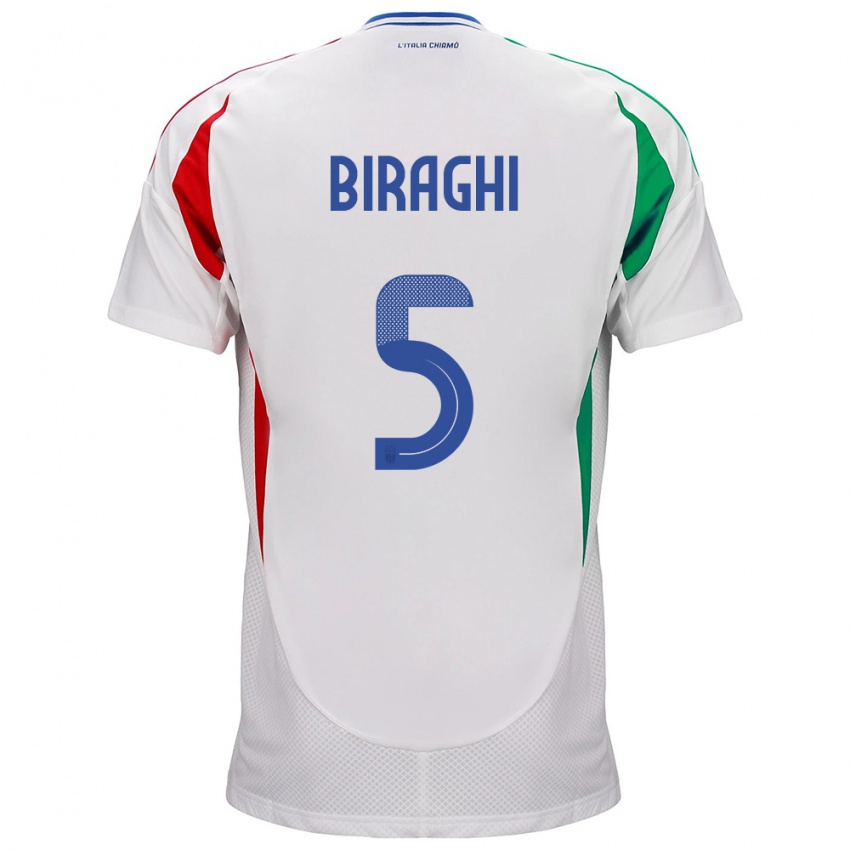 Barn Italia Cristiano Biraghi #5 Hvit Bortetrøye Drakt Trøye 24-26 Skjorter T-Skjorte