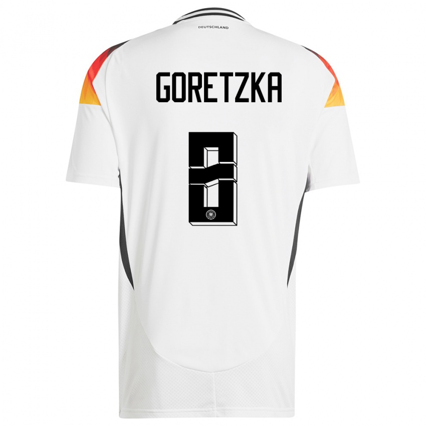 Mann Tyskland Leon Goretzka #8 Hvit Hjemmetrøye Drakt Trøye 24-26 Skjorter T-Skjorte