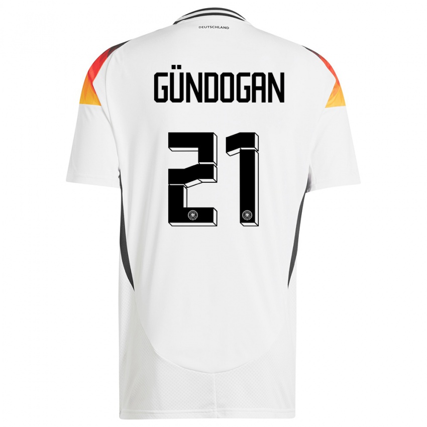 Mann Tyskland Ilkay Gundogan #21 Hvit Hjemmetrøye Drakt Trøye 24-26 Skjorter T-Skjorte