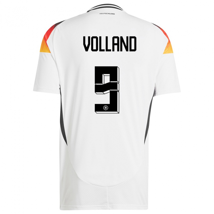 Mann Tyskland Kevin Volland #9 Hvit Hjemmetrøye Drakt Trøye 24-26 Skjorter T-Skjorte