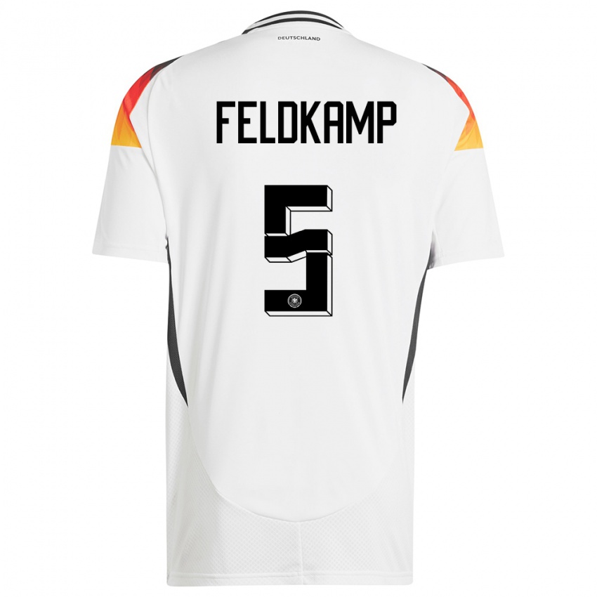 Mann Tyskland Jana Feldkamp #5 Hvit Hjemmetrøye Drakt Trøye 24-26 Skjorter T-Skjorte