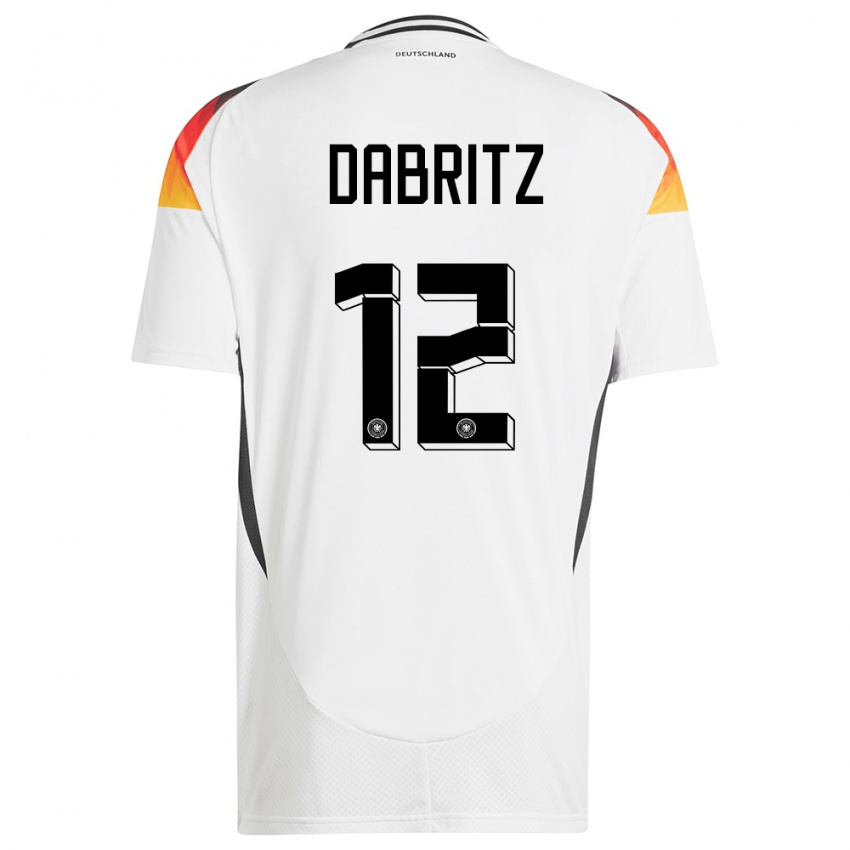 Mann Tyskland Sara Dabritz #12 Hvit Hjemmetrøye Drakt Trøye 24-26 Skjorter T-Skjorte