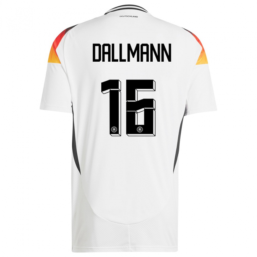 Mann Tyskland Linda Dallmann #16 Hvit Hjemmetrøye Drakt Trøye 24-26 Skjorter T-Skjorte