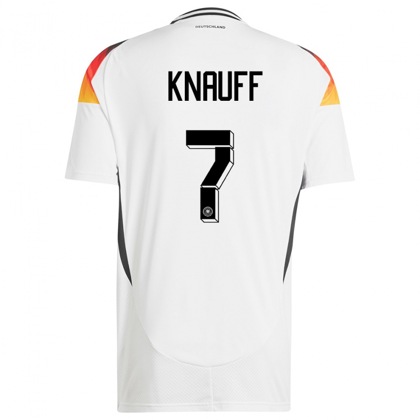 Mann Tyskland Ansgar Knauff #7 Hvit Hjemmetrøye Drakt Trøye 24-26 Skjorter T-Skjorte