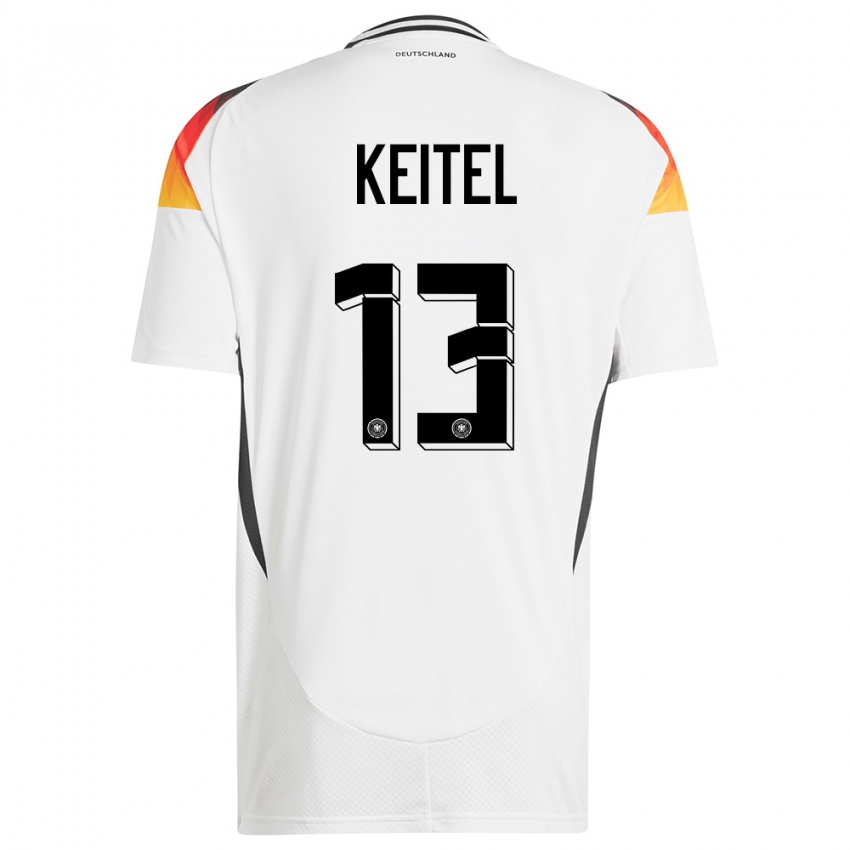 Mann Tyskland Yannik Keitel #13 Hvit Hjemmetrøye Drakt Trøye 24-26 Skjorter T-Skjorte