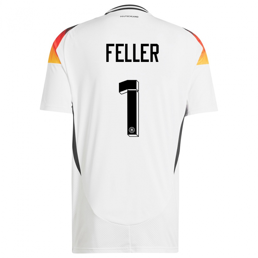 Mann Tyskland Frank Feller #1 Hvit Hjemmetrøye Drakt Trøye 24-26 Skjorter T-Skjorte