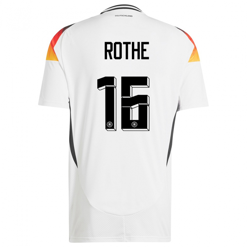 Mann Tyskland Tom Rothe #16 Hvit Hjemmetrøye Drakt Trøye 24-26 Skjorter T-Skjorte