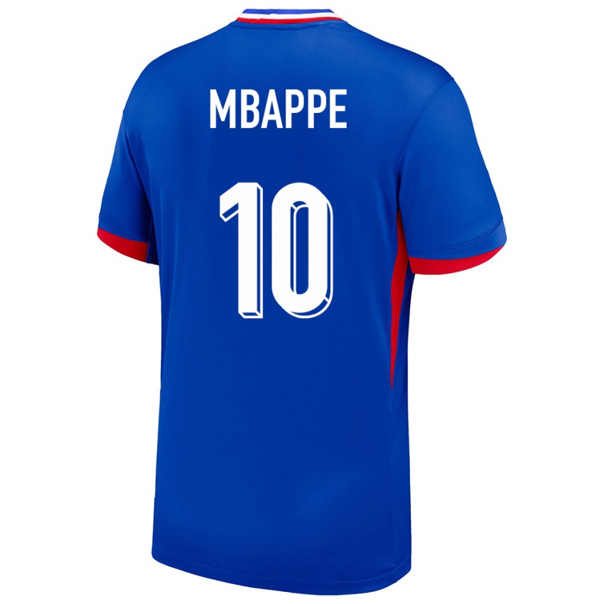 Mann Frankrike Kylian Mbappe #10 Blå Hjemmetrøye Drakt Trøye 24-26 Skjorter T-Skjorte