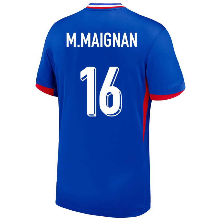 Mann Frankrike Mike Maignan #16 Blå Hjemmetrøye Drakt Trøye 24-26 Skjorter T-Skjorte