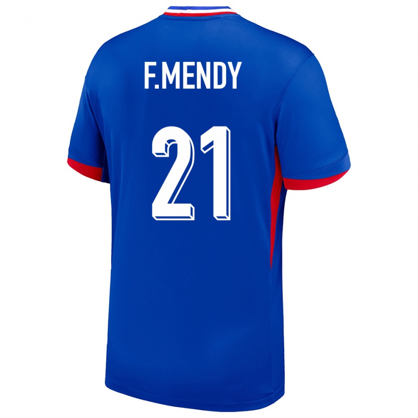 Mann Frankrike Ferland Mendy #21 Blå Hjemmetrøye Drakt Trøye 24-26 Skjorter T-Skjorte