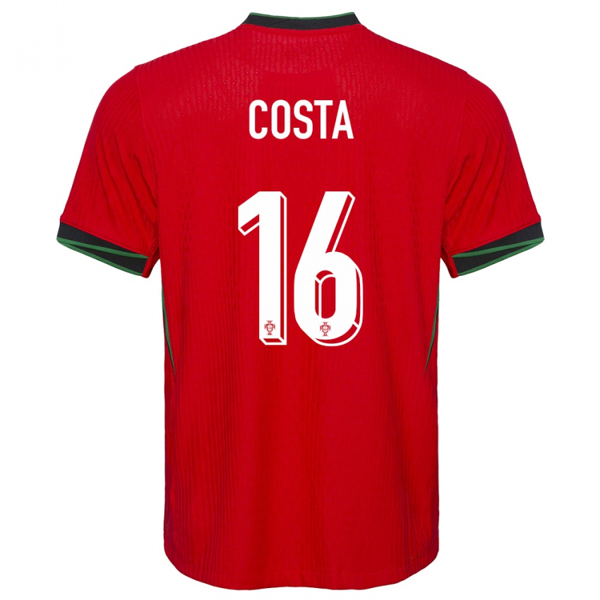 Mann Portugal David Costa #16 Rød Hjemmetrøye Drakt Trøye 24-26 Skjorter T-Skjorte