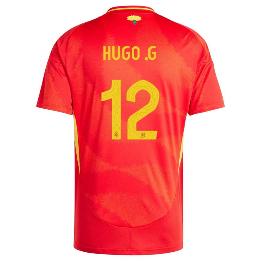 Mann Spania Hugo Guillamon #12 Rød Hjemmetrøye Drakt Trøye 24-26 Skjorter T-Skjorte