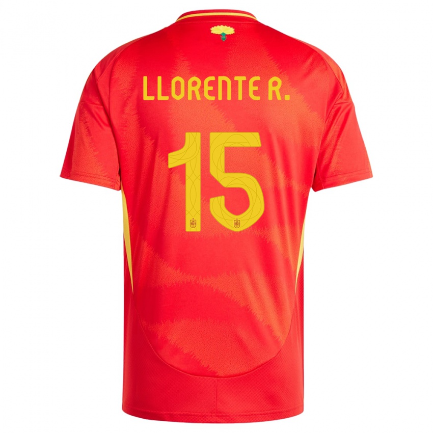 Mann Spania Diego Llorente #15 Rød Hjemmetrøye Drakt Trøye 24-26 Skjorter T-Skjorte