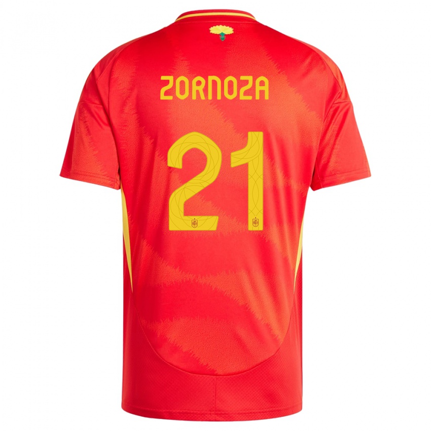 Mann Spania Claudia Zornoza #21 Rød Hjemmetrøye Drakt Trøye 24-26 Skjorter T-Skjorte