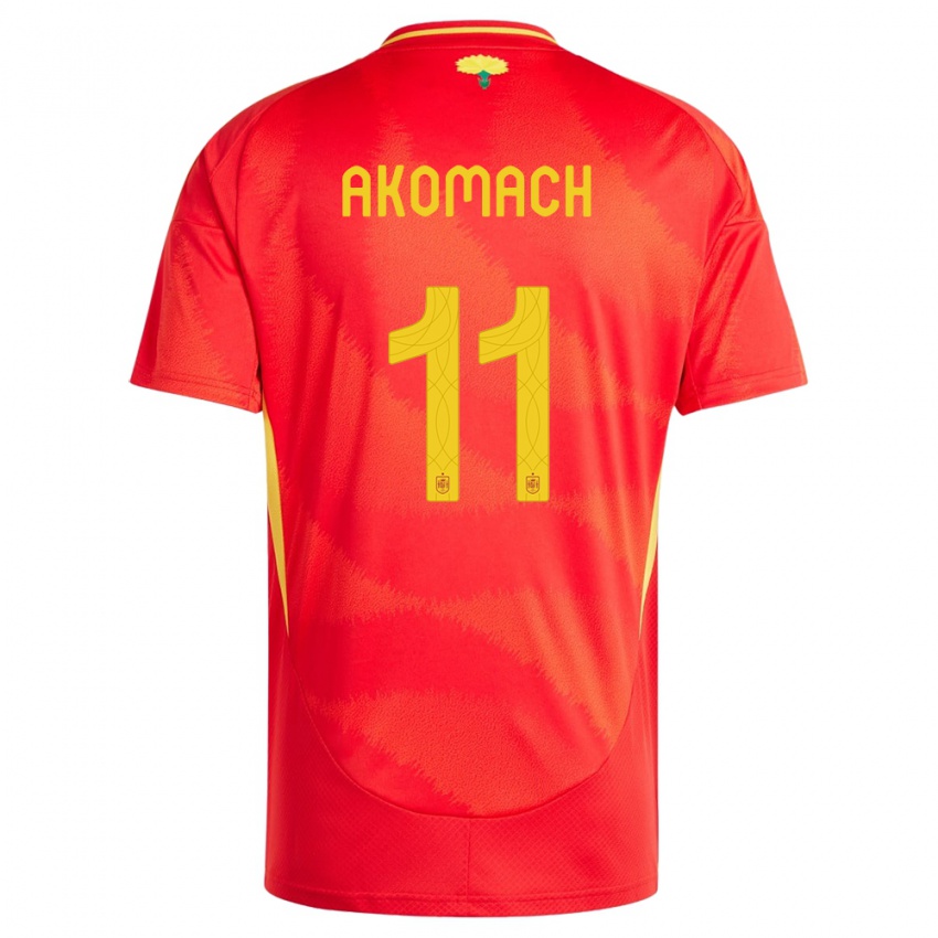 Mann Spania Ilias Akomach #11 Rød Hjemmetrøye Drakt Trøye 24-26 Skjorter T-Skjorte